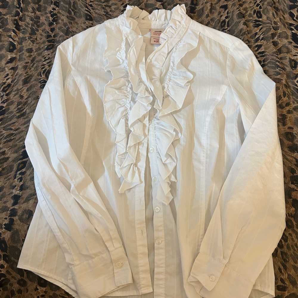 Faded Glory Cream Ruffled Blouse